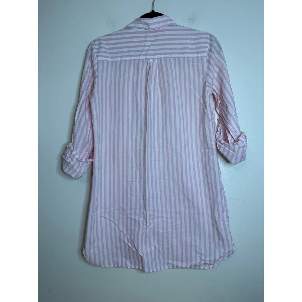Victoria's‎ Secret Pink White Striped Cotton Button Down Nightshirt Medium